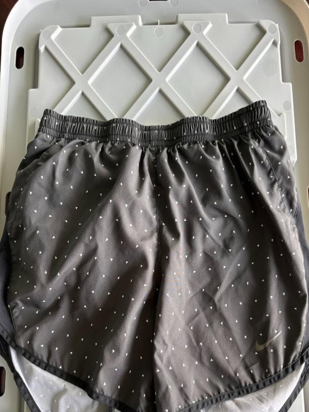 Nike Dri-FIT Tempo Running Shorts - Black White Triangle Print, Size XS